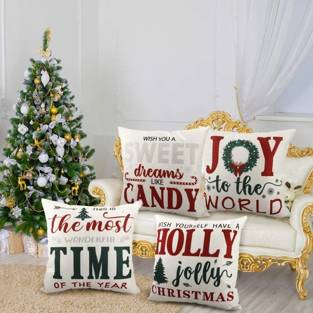 4 Piece Farmhouse Pillow Covers Holiday  Christmas pillow covers  18x18